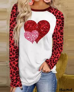 Olivia Mark –Valentine’s Day Heart Cheetah Print Top