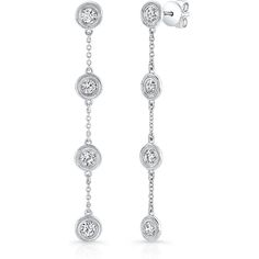 Sofer Jewelry - Diamond Milgrain Bezel Drop Stud Earrings in 14K White Gold Elegant Cubic Zirconia Earrings With Bezel Setting, Timeless Platinum Dangle Jewelry, Elegant White Gold Diamond Earrings With Bezel Setting, Elegant Round Cut Bezel Set Earrings, Timeless Round Linear Earrings For Formal Events, Timeless Round Linear Earrings For Formal Occasions, Elegant Bezel-set Drop Earrings, Elegant Diamond White Bezel Setting Earrings, Diamond White Bezel Set Earrings For Formal Occasions