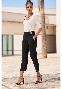 Find the perfect pair: These side buckle pants add a touch of coolness to your look. Summer Workwear Pants With Belt Detail, Chic Mid-rise Belted Bottoms, Black Bottoms With Belt Detail For Workwear, Black Bottoms With Belt Detail For Fall, Chic Office Pants With Belt Detail, High Waist Bottoms With Belt Detail For Night Out, Black Workwear Bottoms With Belt Detail, Chic Straight Leg Pants With Belt Detail, Chic Dress Pants With Belt Loops For Night Out