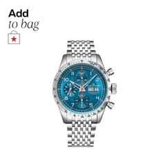 in stock Timeless Blue Diamond Watch With Chronometer, Blue Diamond Chronograph Watch With Round Dial, Timeless Blue Diamond Watch With Subdials, Blue Automatic Diamond Watch, Round Watch, Steel Blue, Silver Watch, Chronograph, Alexander