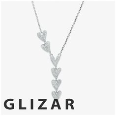 GLIZAR Valentine Love Necklace Silver Fine Jewelry Necklace For Anniversary, Dazzling Valentine's Day Pendant Jewelry, Luxury Silver Necklace For Valentine's Day, Luxury White Gold Necklace For Anniversary Gift, Dazzling Silver Necklace For Valentine's Day, Luxury Silver Necklaces For Anniversary Gift, Valentine's Day Sterling Silver Diamond Pendant Necklace, Dazzling Pendant Necklaces For Valentine's Day, Dazzling Pendant Necklace For Valentine's Day