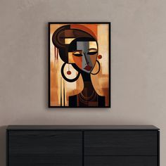 a painting on the wall above a dresser