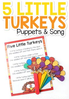 five little turkeys puppets and song for kids