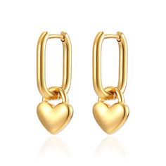 PRICES MAY VARY. ♥1/20 18K GOLD FILLED♥ The heart dangle earrings utilizes high quality 18K gold filled process, containing 5% or 1/20 gold by weitght, the color is almost the same as the real gold. Compared with gold plated process, the gold-filled earrings has a better color retention effect, stronger wear resistance and waterproofness. 99.10% of people do not need to worry about allergies and they do not turn your ear green. ♥TINY CARTILAGE EARRINGS♥: These huggie hoop earrings are tiny expec Huggie Earrings Gold, Hoop Earrings Style, Gold Dangle Earrings, Punk Jewelry, Heart Dangle Earrings, Earrings Cute, Gold Filled Earrings, Tiny Heart, Huggie Hoop Earrings