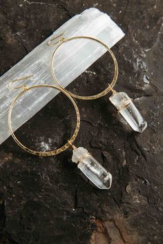 "For the girl on a spiritual healing journey. The road isn't easy but it's always worth it because of who you become on the way. Walk forward fiercely and trust your path. Quartz, the power crystal, has high vibrational energy that channels your positive intentions to fruition.  ▲ Quartz crystals  ▲ 2\" gold plated hammered hoops ▲ Weight: 3/8 oz  ▲ Drop length approx 4\"  ▲ Handmade in Arizona Get the Quartz Earring & Necklace Set here: https://www.etsy.com/listing/895982742/raw-crystal-stateme Spiritual Hoop Jewelry As Gift, Spiritual Small Hoop Jewelry Gift, Spiritual Small Hoop Jewelry As Gift, Adjustable Hoop Spiritual Earrings, Spiritual Hoop Earrings With Ear Wire, Spiritual Hoop Earrings, Adjustable Spiritual Hoop Earrings, Adjustable Hoop Earrings With Spiritual Style, Spiritual Style Drop Earrings For Wedding