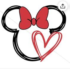 a mickey mouse head with a heart in the middle