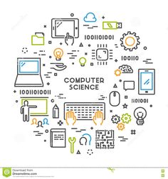 computer science icons arranged in a circle with the words computer science written on it and other symbols