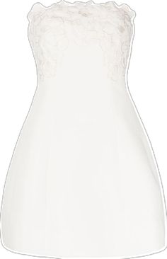 Strapless Mini Dress With Lace Bodice For Wedding, Strapless Lace Trim Mini Dress For Wedding, Strapless Mini Dress With Lace Trim For Wedding, White Lace Bodice Mini Dress For Evening, White Dress With Boned Bodice And Straight Neckline, Formal White Mini Dress With Lace Bodice, White Mini Dress With Sheer Fitted Bodice, White Lace Mini Dress With Straight Neckline, White Mini Dress With Lace Bodice And Sweetheart Neckline