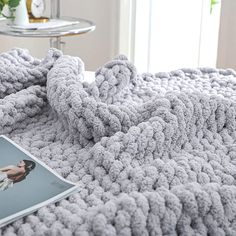 PRICES MAY VARY. ☎☎ ☎ SPECIAL NOTICE - Size of pictures is in 51" x 63", 40" x 60" is a medium size throw for love seats and the actual throw size is much smaller than the blanket shown in pictures. Before purchasing, please make sure that you are choosing the right size you want. HOLEY CHUNKY KNIT BLANKET - Our grey chunky throw blanket is 100% hand knit with jumbo chenille Yarn. This plush chunky blanket will be a good home décor throw blanket for couch, bed and sofa. PERFECT MEDIUM SIZE CHUNK Big Knit Blanket, Cable Knit Blankets, Chunky Knit Throw Blanket, Bedroom Blanket, Cable Knit Throw, Jumbo Yarn, Chenille Blanket, Chunky Crochet Blanket, Thick Blanket