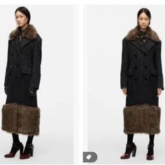 Quoting Editori/Alist: “The Runways Have Spoken: These Are The Only Designer Coats You Need This Winter” Rated #3 Of 20 Zara Limited Edition Coat As One Of The Standout Trends From The Fall/Winter 2021 Shows (See Prada And Saint Laurent's Runways), Accent Fur Is An Easy Way To Bring A Sense Of Luxury To Your Outfit. Positioned At The Collar And Hem, The Faux-Fur Detailing On Zara’s Limited Edition Coat Balances Out The Hard Lines Of The Herringbone For A Look That Speaks Of ’50s Glamour And Engl Zara Luxury Fitted Outerwear, Fitted Luxury Zara Outerwear, Luxury Fitted Zara Outerwear, 50s Glamour, Zara Limited Edition, Designer Coats, Black Knee High Boots, Black Knees, Coat Design