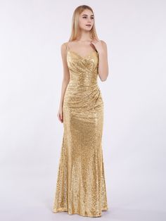 Sequin Bridesmaid Dresses & Bridesmaid Gowns | BABARONI Long Gold Sequin Dress, Maid Of Honor Dress Gold, Gold Dama Dresses Quinceanera Long, Prom Dresses Gold Elegant, Silk Gold Prom Dress, Shimmer Long Dress, Gold Maid Of Honor Dress Gowns, Long Gold Dresses, Gold Dresses Formal