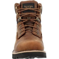 Georgia Men's Core 37 6" Steel Toe Waterproof Slip Resistant Work Boot - Brown - GB00636On Sale Now! This Item Ships FREE! Hardworking, dependable boots at a giant value; it's what we've done since 1937. The Georgia Boot Core 37 steel toe waterproof work boot will keep your feet comfortable for long hours, on and off the job. The upper on this 6 inch lace-up is crafted in full-grain leather with a textile detail. This brown boot is made with a cement construction and features antique brass hardw Georgia Boots, Antique Brass Hardware, Work Boot, Long Hours, Medium Brown, Brass Hardware, Work Boots, Brown Boots, Full Grain Leather