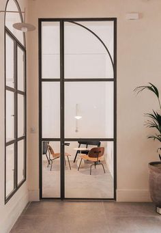 iwd-graceful-single-french-interior-with-single-sidelight-round-inside-cifd-in021 French Contemporary Interior Design, Glass Arch Door, Architectural Arches, Crittall Windows, French Door Interior, Single French Door, Steel French Doors, Iron Entry Doors, Marble Columns