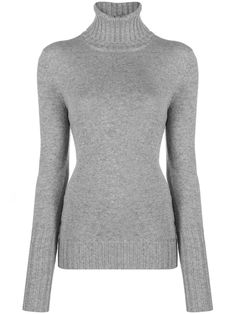 heather grey cashmere mélange effect knitted construction ribbed-knit edge roll neck long sleeves straight hem Knit Edge, Grey Jumper, Cashmere Jumper, Roll Neck, Knitwear Women, Dark Academia, Pink Grey, Heather Grey, Ribbed Knit