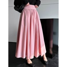 Z-194-08 High Waist Non-stretch Solid Color Skirt, Casual Long Stretch Skirt, Non-stretch High Waist Mini Skirt, Elegant Pink Solid Color Skirt, Elegant Pink Solid Skirt, Fitted Solid Color Skirt, Summer Plain Relaxed Fit Skirt, High Waist Solid Color Maxi Skirt, Stretch High Waist Solid Color Mini Skirt