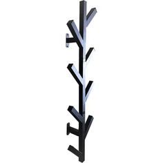 a black and white photo of a coat rack with five hooks on it's sides