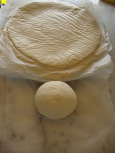 a ball of dough sitting on top of a table