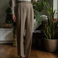 Made In France Trousers Bernard Zins. Like New Condition. **Same Day Shipping Before 12cst & Next Day Shipping** Classic Fitted Neutral Bottoms, Classic Cream Tapered Leg Pants, Classic Neutral Pants With Relaxed Fit, Tailored Beige Pants With Tapered Leg, Classic Relaxed Fit Neutral Pants, Classic Neutral Relaxed Fit Pants, Classic Cream Tapered Leg Bottoms, Tailored Beige Bottoms For Fall, Cream Tapered Leg Bottoms With Welt Pockets