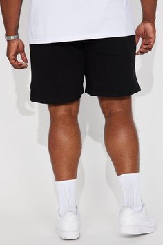 Available In Black, Grey, Red, White And Navy Model Height: 6'4 - Waist Size: 34 - Wearing Large Big & Tall: Height 6'5 - Waist Size: 42 - Wearing XXXL Elastic Waistband With Drawstring Ribbed Waistband Side Pockets Back Pocket 60% Cotton 40% Polyester Imported | Mens Tyson Sweatshort in Black size Large by Fashion Nova Tall Height, Short Men Fashion, Sweat Shorts, Grey Fashion, Model Height, Waist Size, Black Grey, Solid Black, Mens Shorts