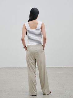 Editor's Notes The summer casual wide pants are made with a light and refreshing textured fabric. - Crispy and flexible fabric- Neat casual summer look- Half high-rise design- Pair with a blouse or a shirtMeasurements(in.)32 / 34 / 36- Waist: 12.99 in. / 13.58 in. / 14.57 in. - Hips: 18.5 in. / 19.09 in. / 20.08 in. - Front Rise: 12.99 in. / 13.19 in. / 13.39 in. - Bottom Rise: 17.52 in. / 17.72 in. / 17.91 in. - Bottom Hem: 10.24 in. / 10.43 in. / 11.02 in. - Total Length: 41.54 in. / Beige Cotton Wide Leg Summer Pants, Summer Beige Cotton Wide Leg Pants, Beige Cotton Wide Leg Pants For Summer, Summer Wide-leg Pants In Neutral Color, Neutral Wide-leg Summer Bottoms, Cream Linen Bottoms For Summer, Summer Neutral Wide Leg Cotton Pants, Neutral Wide-leg Pants For Summer, Neutral Wide Leg Bottoms For Summer