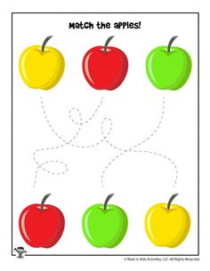 an apple matching game for kids to learn how to match the apples with their names