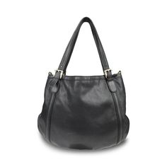 Gucci 'Britt' hobo bag in black smooth leather with with a large GG plaque in gold hardware. Features dual top buckle handles and a detachable crossbody strap. Brand = Gucci Condition = 7/10, Good. Some wear to leather body, scratching in metal hardware, wear to crossbody strap Dimensions = 16" x 13" x 0.25" top Handle = 9.5" Strap Drop = 12' Material = Leather Hardware = Soft Gold SKU = 10806-68 Gucci Satchel With Branded Hardware, Gucci Bag With Gold-tone Hardware And Top Handle, Gucci Top Handle Bag With Gold-tone Hardware, Gucci Bags With Branded Hardware For Daily Use, Gucci Satchel Shoulder Bag For Daily Use, Designer Gucci Bucket Bag For Evening, Gucci Tote Bag With Branded Hardware, Gucci Satchel With Detachable Handle, Gucci Luxury Bucket Bag For Daily Use