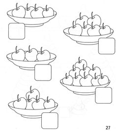 the worksheet for teaching children to learn how to draw and color apples on plates