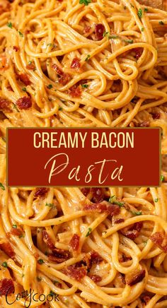 creamy bacon pasta with bits of bacon Creamy Bacon Pasta, Bacon Pasta Recipes, Bacon Dishes, Tomato Cream Sauce, Easy Pasta Dinner, Bacon Pasta, Pasta Dinners, Pasta Dinner Recipes, Ground Beef Recipes For Dinner