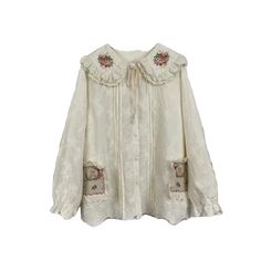 Material: Linen, Polyester Size: One size Shoulder: 68 cm Clothes Length: 122 cm Bust: 57 cm Sleeve Length: 43 cm Width: F (Free size or flexible) Vintage Floral Embroidery, Long Sleeve Shirt Women, Lace Long Sleeve Shirt, Cottagecore Clothes, Mori Kei, Mini Dress Formal, Lace Long Sleeve, Dress Home, Embroidery Lace