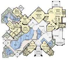 the floor plan for this luxury home is very large and has several rooms, including an outdoor