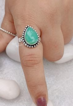 Natural Green Chrysoprase Ring, Chrysoprase Sterling Silver Ring, Green Chrysoprase Ring, Birthday Gift Ring, Women Jewelry, Gift For Her Gemstone: Chrysoprase  Gem Shape: Oval Metal: 925 Sterling Silver Silver Polish: High Ring Size: All Size Available Please note that there Can be slight variations in stone texture and color shades in the actual product that you receive. The stone quality or grade will be the same. Because We Use Natural Stones And All Natural Stones Are Not Of Same Textured. Bohemian Green Rings For Anniversary, Adjustable Green Opal Bohemian Ring, Adjustable Green Opal Ring Gift, Bohemian Green Birthstone Ring, Green Adjustable Bohemian Opal Ring, Green Gemstone Ring For Birthday, Bohemian Green Emerald Ring As A Gift, Green Gemstone Birthday Ring, Green Teardrop Rings For Gift