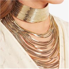 Style: Chains, Color: Pwter Choker Style Necklace, Neck Accessories, Statement Choker, Neck Choker, Rhinestone Choker, How To Stretch Boots, Choker Style, Choker Collar, Chunky Necklace