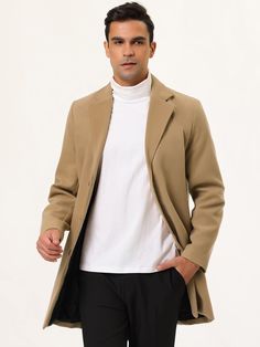 This Men's Slim Fit Long Sleeve Lapel Single Button Trench Coat is designed for both style and functionality. With its slim fit and single button closure, this coat gives a sleek and modern look while providing warmth and protection. The lapel adds a touch of sophistication, making it a versatile option for any occasion. 100% Polyester Care instructions Machine Wash Notched lapel, single breasted, button closure, mid-weight, solid color long sleeve overcoat. This long coat has two side pockets to hold small items and keep your hands warm. SIZE NECK CHEST WAIST SLEEVE S 14-14½″ 34-36″ 28-30″ 32-33″ M 15-15½″ 38-40″ 32-34″ 33-34″ L 16-16½″ 42-44″ 36-38″ 34-35″ XL 17-17½″ 46-48″ 40-42″ 35-36″ 2XL 18-18½″ 50-52″ 44-46″ 36-37″ 3XL 19-19½″ 54-56″ 48-50″ 37-38″ 4XL 20½-21″ 58-60″ 53-55″ 38″ 5XL 2 Slim Fit Semi-formal Spring Outerwear, Slim Fit Spring Semi-formal Outerwear, Spring Semi-formal Slim Fit Outerwear, Fitted Solid Color Pea Coat, Semi-formal Slim Fit Single Button Outerwear, Slim Fit Single Button Outerwear For Semi-formal Occasions, Single Button Slim Fit Outerwear For Semi-formal Occasions, Single Button Slim Fit Outerwear For Semi-formal, Slim Fit Office Outerwear With Pockets