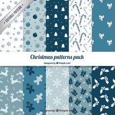 christmas patterns pack in blue and white