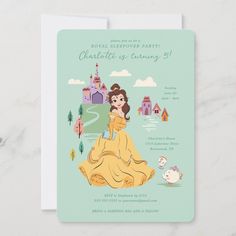 Disney Princess Belle l Girls Birthday Sleepover Disney Template Dreamy Castle, Sleepover Invitations, Birthday Sleepover, Birthday Party Design, Disney Princess Belle, Disney Princess Birthday