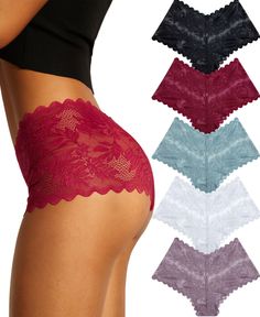 PRICES MAY VARY. SEXY PANTIES FOR WOMEN -- Show confidence with this lace panties for women! Clothe your cheeks in a cheeky, luxuriously comfy, sheer lace designed to hug fuller bottoms. This panties offers just the right amount of coverage while maintaining a sexy look. CHEEKY UNDERWEAR FOR WOMEN-- Cheeky underwear for women provides a higher leg cut, middle rise bikini underwear made by super soft lace with V-waist. The FINETOO Cheeky style Feel comfortable and confident for any occasion, whet Lingerie Collection, Women Lace, Sheer Lace, Boy Shorts, High Waist, Women Wear, Lingerie, For Women, Lace