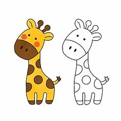 two cartoon giraffes standing next to each other