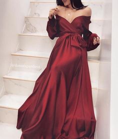 Prom Dress Evening, Long Sleeve Prom, Burgundy Prom Dress, Prom Dresses Online, Beauty Dress, Satin Prom Dress, Satin Gown, Prom Dresses With Sleeves, Prom Dresses Long With Sleeves