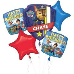 Paw Patrol Bouquet | 5ct Paw Patrol Birthday Party Food, Paw Patrol Balloon Bouquet, Happy Birthday Paw Patrol, Happy Birthday Nick, Paw Patrol Party Supplies, Paw Patrol Balloons, Birthday Paw Patrol, Paw Patrol Party Decorations, Hello Party