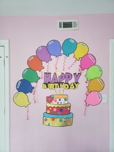 Pastel de papel y globos Birthday Wall Preschool Ideas, Birthday Calender Classroom Diy, Birthday Corner, Class Birthday Display, Birthday Chart Classroom, Birthday Board Classroom, Fall Paper Crafts, Class Birthdays, Birthday Bulletin Boards