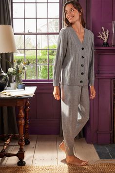 Vesper Jogger Set in Gainsboro Gray Paris Girl, Bridal Fabric, September 21, Cable Knit Cardigan, Ribbed Texture, Lightweight Cardigan, Fashion Joggers, Style Pants, Ribbed Knit Sweater