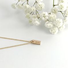 Super dainty and so cute. You'll want to wear this personalized necklace everyday. This tiny initial necklace is personalized with up to 3 characters. This engraved necklace features a small rectangle in 14k gold fill engraved with up to 3 letters or characters. The font is a simple clean block style as shown in the photo. Numbers, letters and the standard punctuation is available, as well as a heart. A perfect gift for mom or any woman, your new gold initial necklace will arrive in a compliment Dainty 16 Inch Charm Necklace For Gift, Dainty 16 Inch Charm Necklace As A Gift, Dainty Charm Necklace As Gift, 16 Inch Length, Dainty Adjustable Necklace For Best Friend, Dainty Hand Stamped Necklaces For Best Friend Gift, Minimalist 16 Inch Charm Necklace As Gift, Minimalist 16-inch Charm Necklace For Gift, Minimalist 16-inch Charm Necklace As Gift, Dainty 16-inch Charm Necklace For Everyday