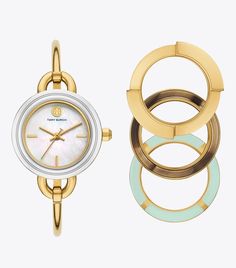 Miller Watch Gift Set: Women's Designer Strap Watches | Tory Burch Womens Designer Watches, Front Back Earrings, Bangle Watches, Watch Gift, Top Rings, Designer Watches, Everyday Accessories, Hair Beads, Watch Gifts