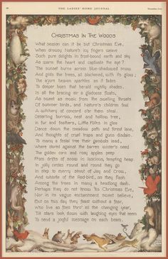 an old fashioned christmas letter with animals on it