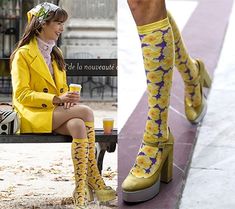 Emily In Paris Shoes, Emily Cooper Outfits, Emily In Paris Outfits Inspiration, Sunflower Socks, Emily In Paris Season 3, Emily In Paris Style, Emily In Paris Fashion, Outfits Frio, Retro Style Outfits