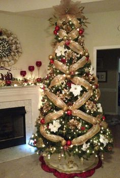 a decorated christmas tree in a living room