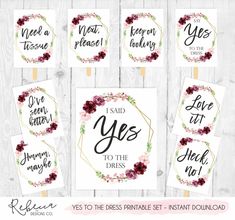 printable wedding signs with flowers on them