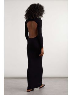 SAINT LAURENT Open-back wool, cashmere and silk-blend maxi dress | NET-A-PORTER Winter Midi Evening Dress, Maxi Length Dress With Side Slits For Date Night, Winter Evening Midi Dress, Night Out Maxi Dress With Back Opening, Full Length Dress For Night Out In Fall, Full-length Dress For Night Out In Fall, Full Length Fall Dresses For Night Out, Fall Gala Midi-length Dress, Elegant Maxi Dress With Back Opening