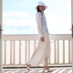 Sheer soft white chiffon maxi skirt with mini skirt lining.  Lined with silk charmeuse  Center back zipper, hook and eye closure Made in USA Maxi Rock, Straw Boater Hat, Straw Boater, Skirt Lining, Chiffon Maxi Skirt, Purple Plaid, White Chiffon, Chiffon Maxi, Floral Scarf