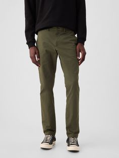 Modern Khakis in Slim Fit with GapFlex | Gap Fitted Classic Nylon Bottoms, Classic Fitted Nylon Bottoms, Functional Cotton Workwear Bottoms, Comfort Stretch Nylon Bottoms With Pockets, Fitted Functional Cotton Bottoms, Relaxed Fit Solid Bottoms In Recycled Polyester, Relaxed Fit Bottoms In Recycled Polyester, Green Comfort Stretch Elastane Bottoms, Fitted Functional Bottoms For Spring